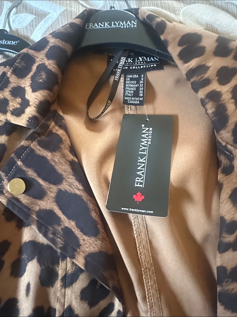 Frank Lyman Design Leopard-Print Trench Coat in Brown and Black